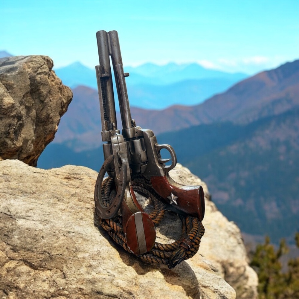 🐥 SOLD!!! 🐥 Rustic COWBOY Six Shooter Pistol Gun Wine/Beer Bottle Holder - Picture 4 of 11